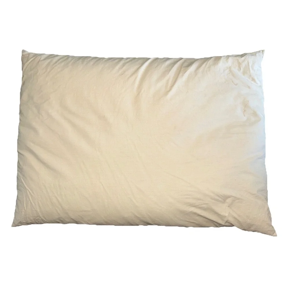 Vintage Off White Down Feather Pillow 25X18 Inch Good Fill Level Stain Areas